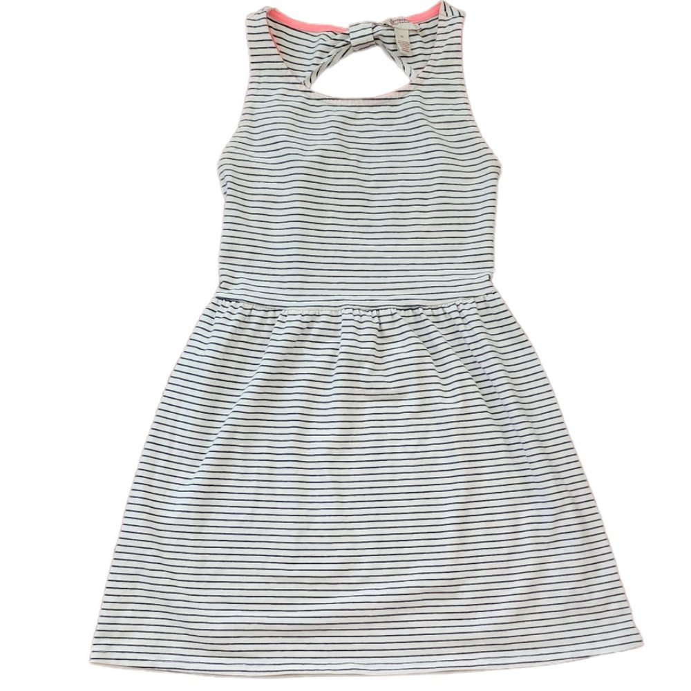 WHITE DRESS WITH BLUE STRIPS